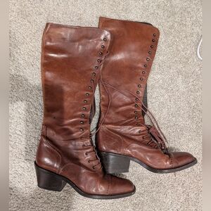 Joan & David Chestnut Lace-Up Boots